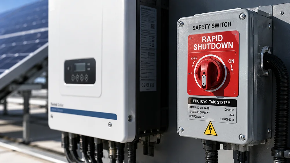 ปุ่มระบบ Rapid Shutdown อุปกรณ์ตัดไฟฉุกเฉินของระบบโซลาร์เซลล์
