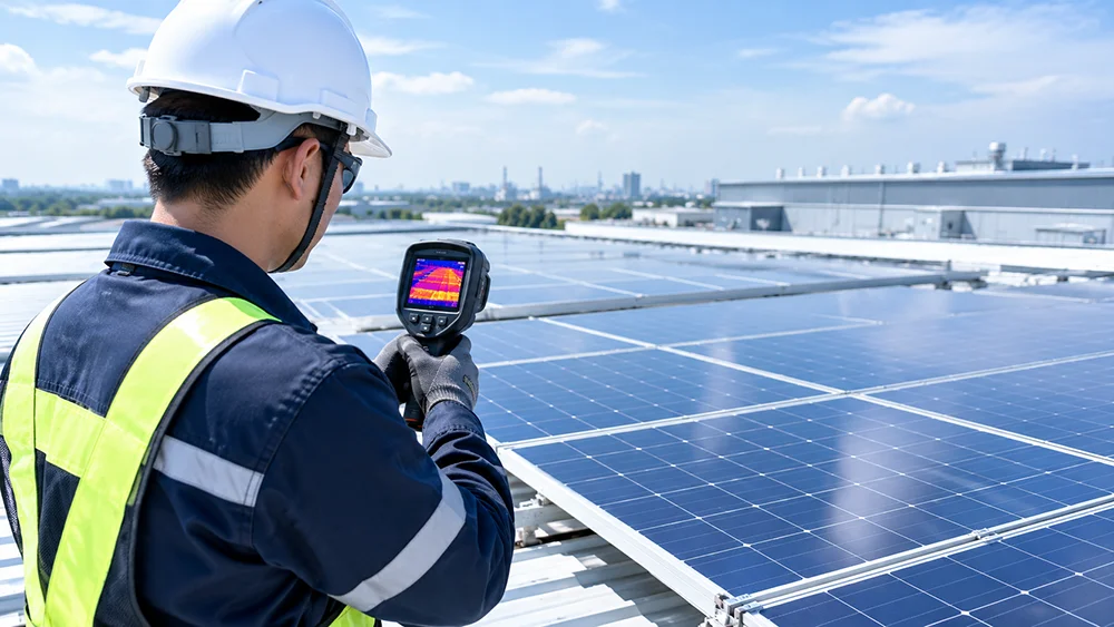 Solar om factory rooftop thermal inspection
